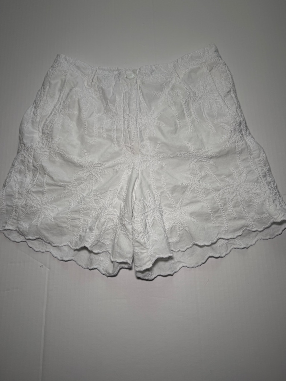 ESQUALO White Embroidered High-Waist Shorts